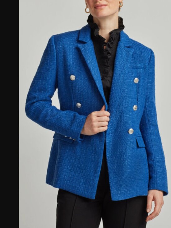 Ellen Tracy Jackets & Blazers - Ellen Tracy Boucle Blazer Size XL Cobalt Blue Double Breasted Womens Jacket NWT